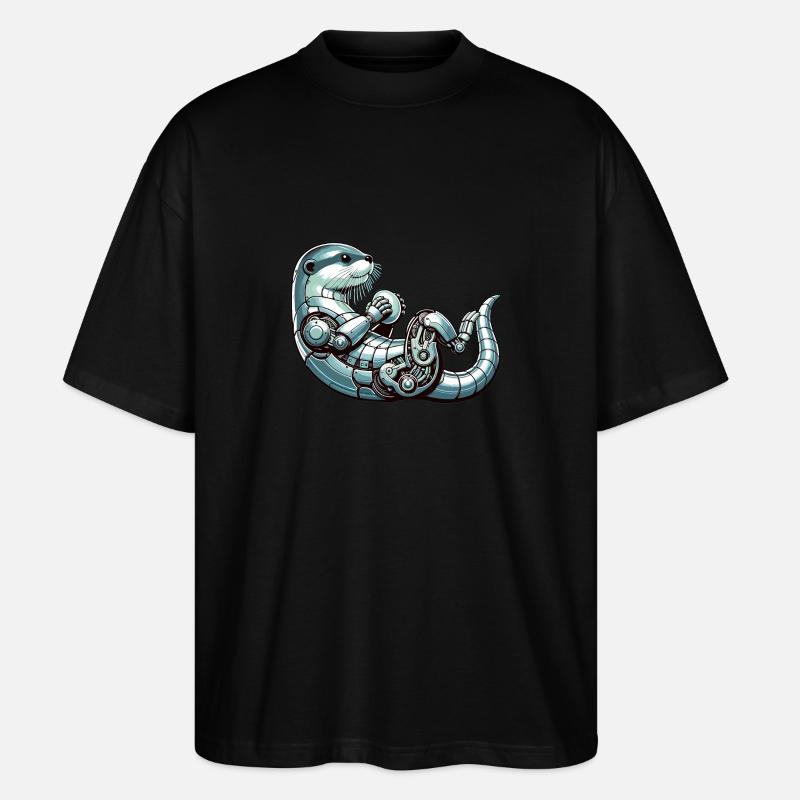 Otter Roboter, Robootter, Roboter-Otter - Stanley/Stella Oversized Unisex Bio T-Shirt Blaster 2.0 - Schwarz