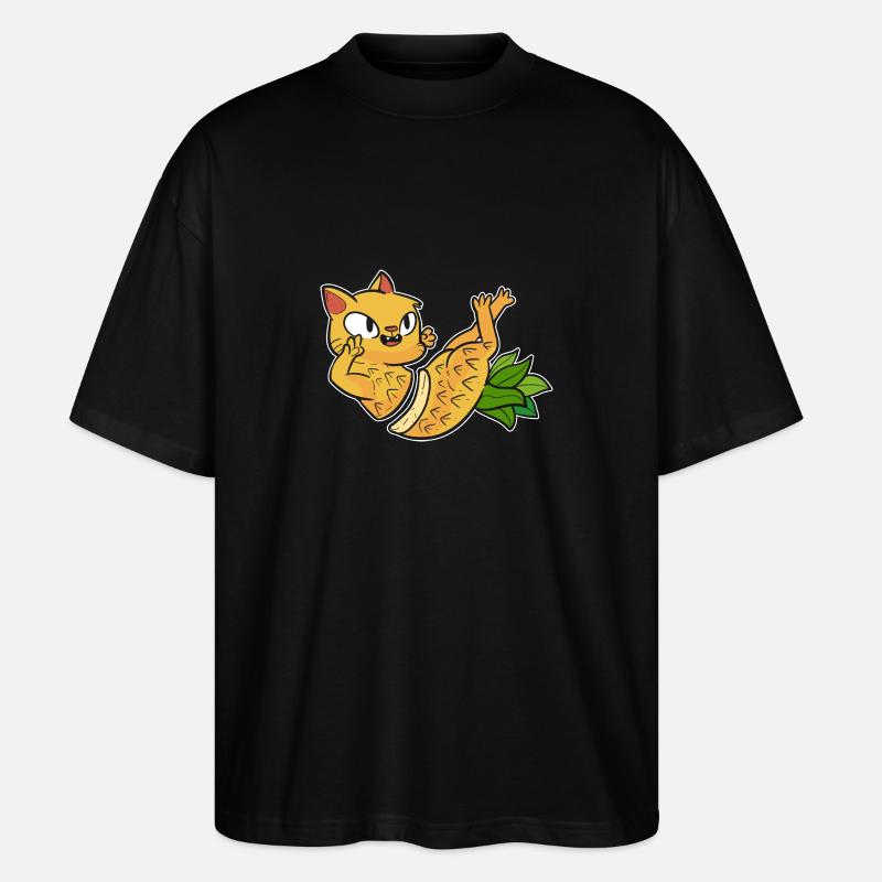 Ananas Katze - Stanley/Stella Oversized Unisex Bio T-Shirt Blaster 2.0 - Schwarz