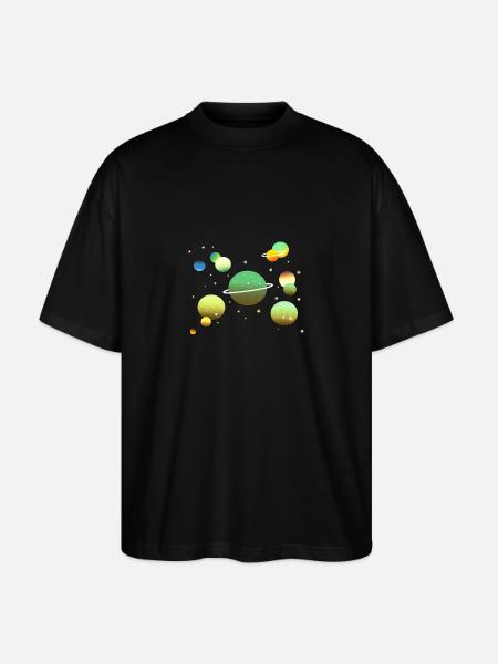 Space Galaxy Planet Stars - Stanley/Stella Oversized Unisex Organic T-shirt Blaster 2.0 - black