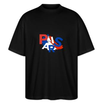 Gift idea for proud Parisians - Stanley/Stella Oversized Unisex Organic T-shirt Blaster 2.0 - black - Front - Alina (178cm) & Michal (187cm)