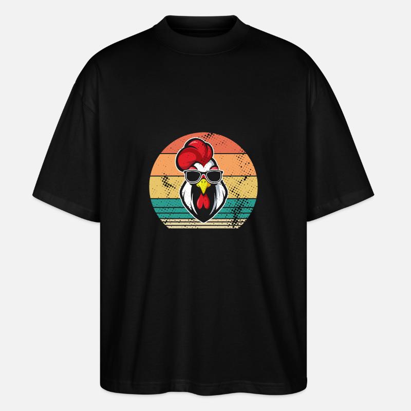 Hühner Hahn - Stanley/Stella Oversized Unisex Bio T-Shirt Blaster 2.0 - Schwarz