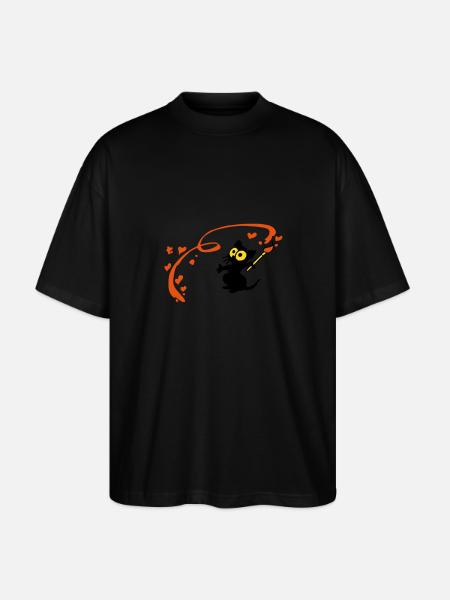 Kitten painter Georgia - Stanley/Stella Oversized Unisex Organic T-shirt Blaster 2.0 - black