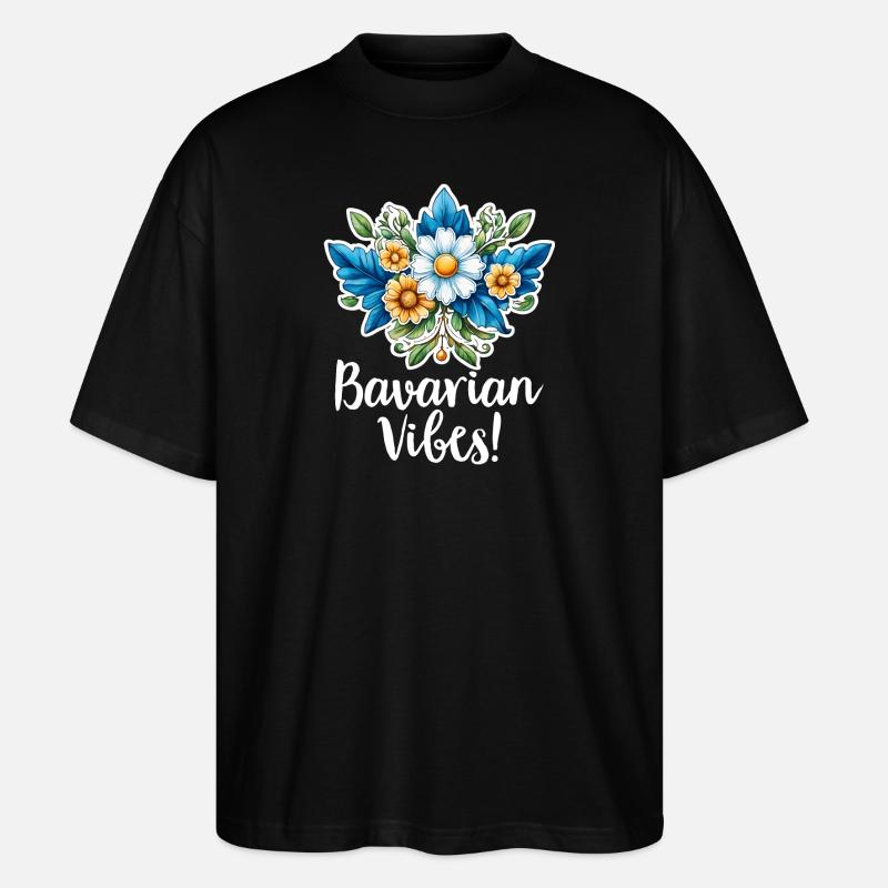 BAVARIAN VIBES BLUMENSTRAUSS - Stanley/Stella Oversized Unisex Bio T-Shirt Blaster 2.0 - Schwarz