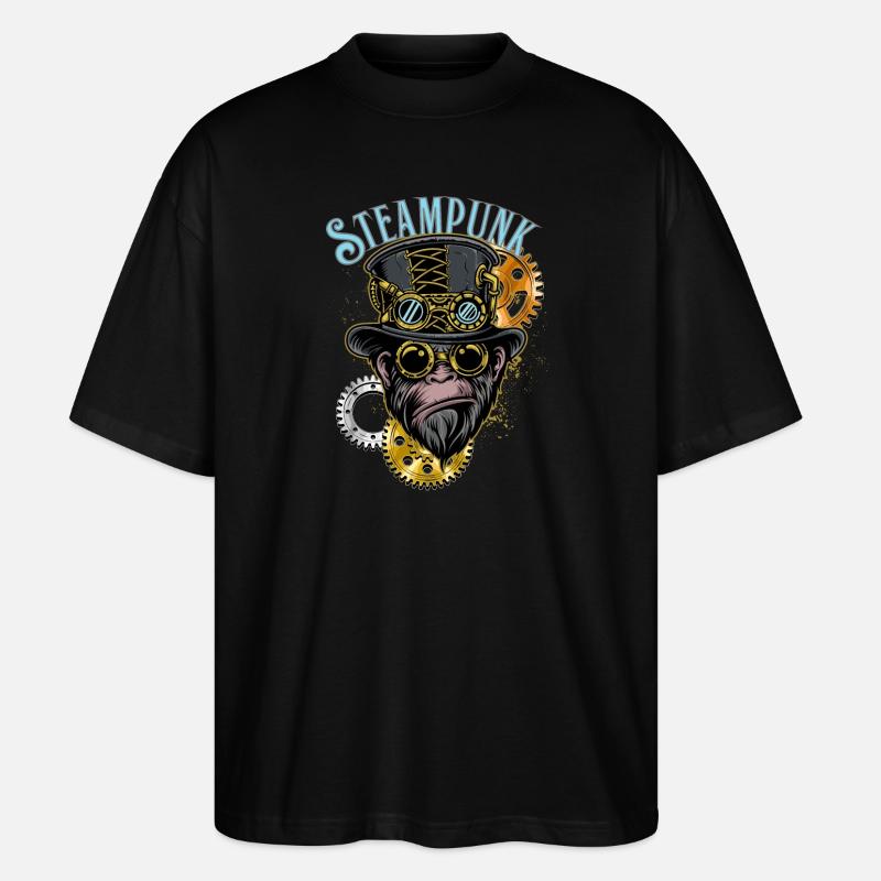 Steampunk Monkey - Stanley/Stella Oversized Unisex Bio T-Shirt Blaster 2.0 - Schwarz
