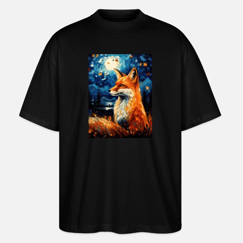 Fuchs Van Gogh Style - Stanley/Stella Oversized Unisex Bio T-Shirt Blaster 2.0 - Schwarz