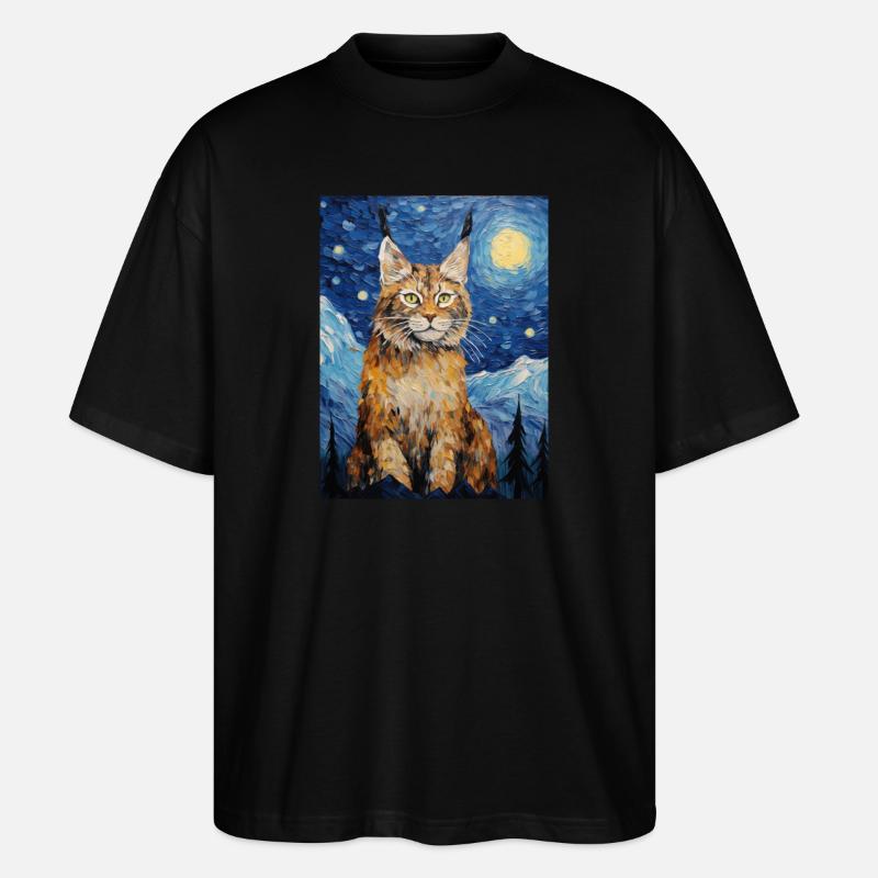 luchs, van gogh, sternennacht, tier - Stanley/Stella Oversized Unisex Bio T-Shirt Blaster 2.0 - Schwarz