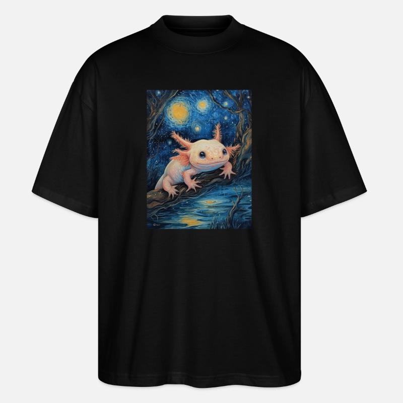 Axolotl, Van Gogh, Nuit étoilée - T-shirt bio Blaster 2.0 coupe oversize Stanley/Stella Unisexe - noir