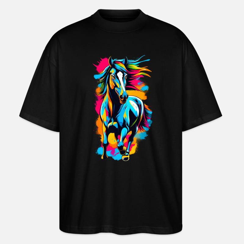 Pferd - Stanley/Stella Oversized Unisex Bio T-Shirt Blaster 2.0 - Schwarz