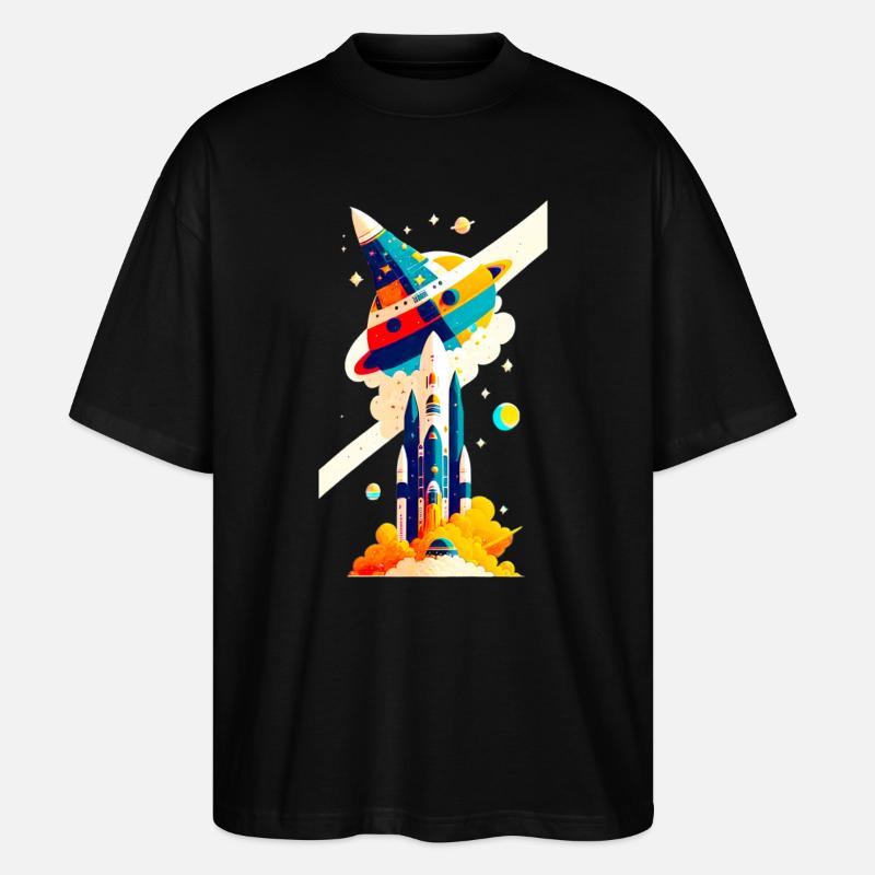 Space View / Rocket 02 - Stanley/Stella Oversized Unisex Organic T-shirt Blaster 2.0 - black