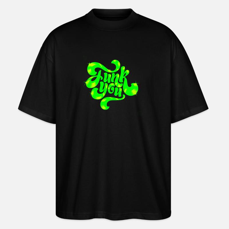 Grünes Neon-Punk-Textdesign - Stanley/Stella Oversized Unisex Bio T-Shirt Blaster 2.0 - Schwarz