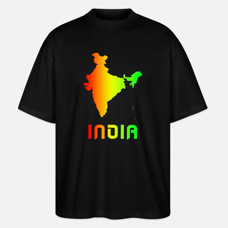Indien Landkarten Regenbogen Design / Geschenk - Stanley/Stella Oversized Unisex Bio T-Shirt Blaster 2.0 - Schwarz