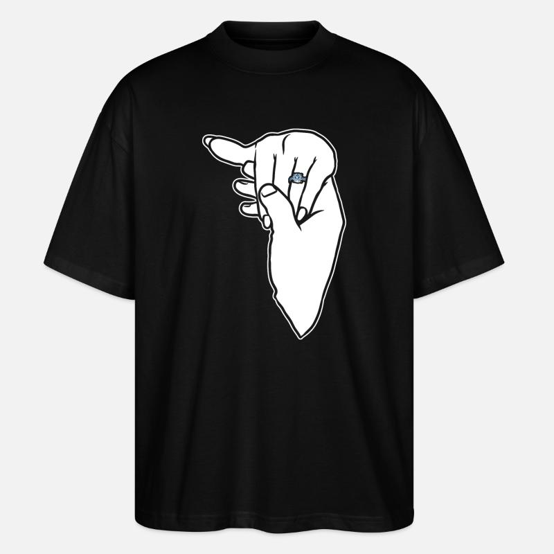 Verlobungs-Ehering-Hand - Stanley/Stella Oversized Unisex Bio T-Shirt Blaster 2.0 - Schwarz