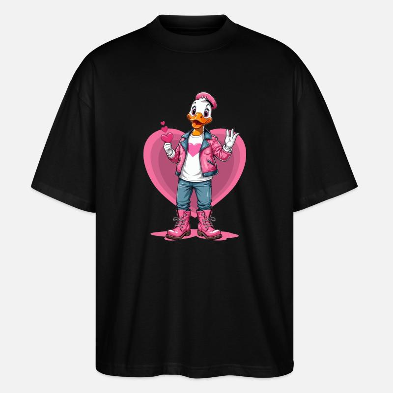 Süße Ente mit Herz - Stanley/Stella Oversized Unisex Bio T-Shirt Blaster 2.0 - Schwarz