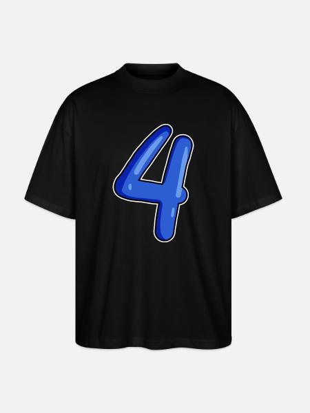 4 Number in blue - Stanley/Stella Oversized Unisex Organic T-shirt Blaster 2.0 - black