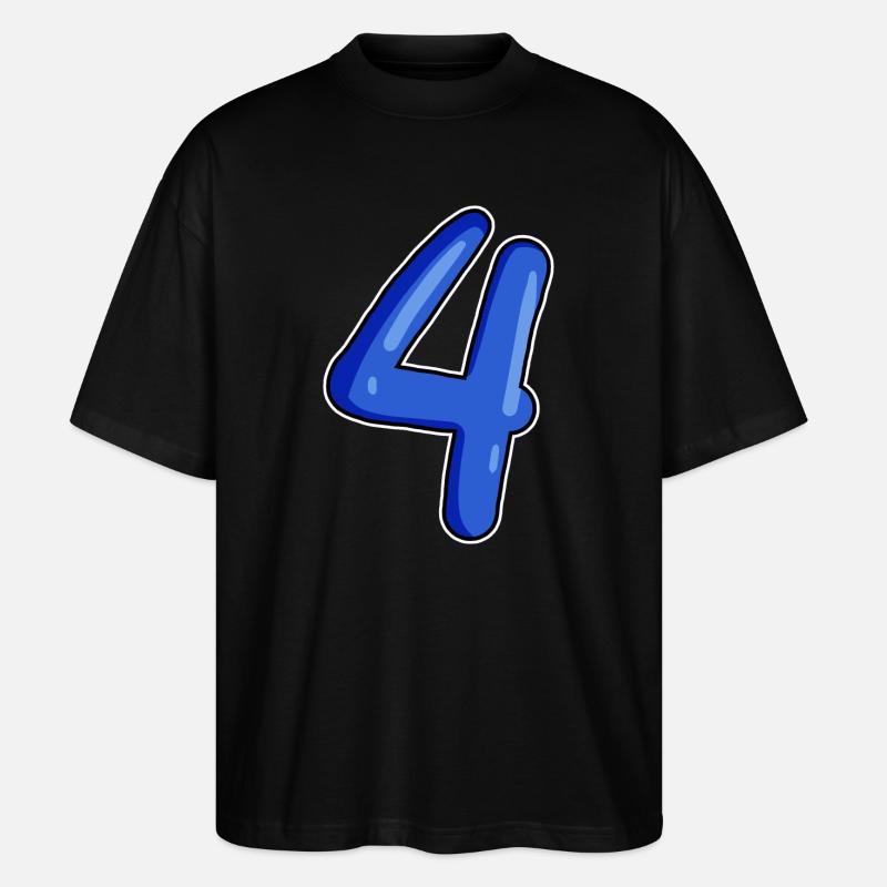 4 Nombre en bleu - T-shirt bio Blaster 2.0 coupe oversize Stanley/Stella Unisexe - noir