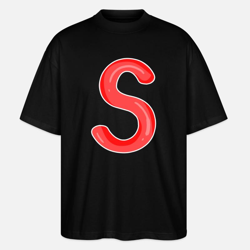 Buchstabe S Anfangsbuchstabe - Stanley/Stella Oversized Unisex Bio T-Shirt Blaster 2.0 - Schwarz