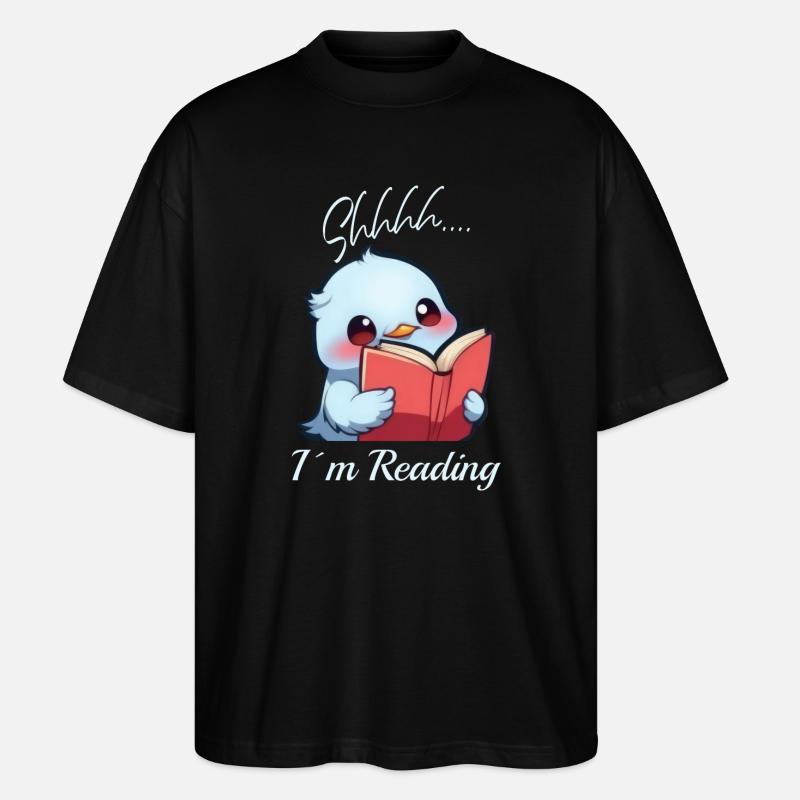Vogel mit Buch - Stanley/Stella Oversized Unisex Bio T-Shirt Blaster 2.0 - Schwarz