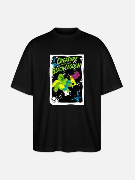 Creature from the Black Lagoon Illustration - Stanley/Stella Oversized Unisex Organic T-shirt Blaster 2.0 - black