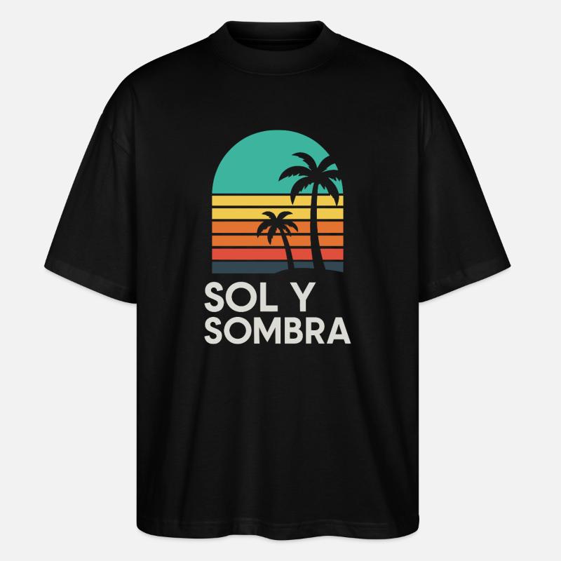 Sol et Ombre Palmier Sunset - T-shirt bio Blaster 2.0 coupe oversize Stanley/Stella Unisexe - noir