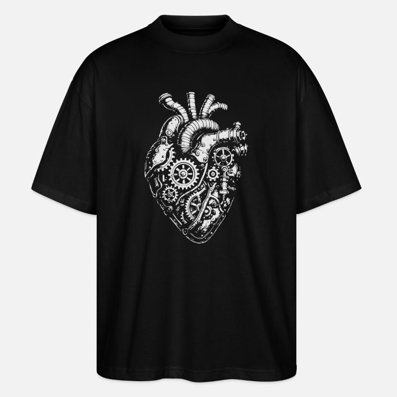 Steampunk Heart Gearwork - Stanley/Stella Oversized Unisex Organic T-shirt Blaster 2.0 - black