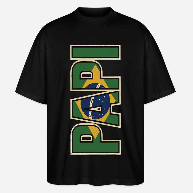 PAPI Brasil – Retro Style mit Flaggen - Stanley/Stella Oversized Unisex Bio T-Shirt Blaster 2.0 - Schwarz