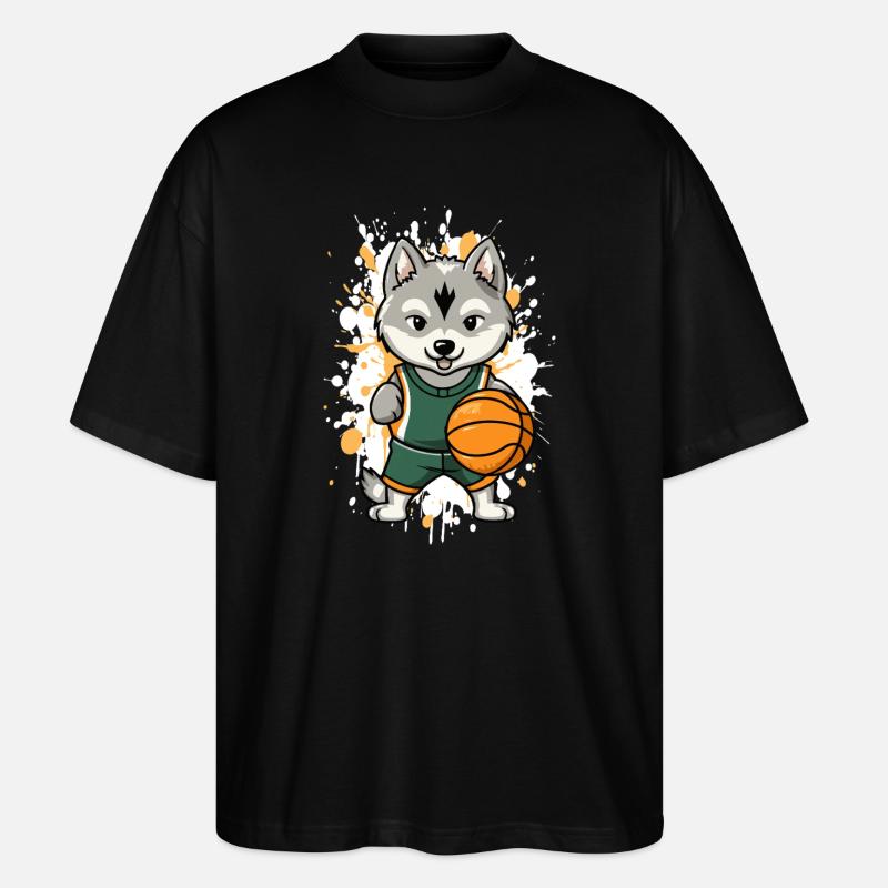 Husky artiste de balle, éclaboussant - T-shirt bio Blaster 2.0 coupe oversize Stanley/Stella Unisexe - noir
