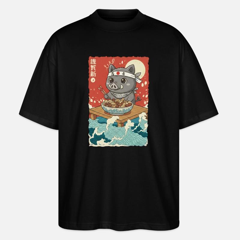 Anime Wildschwein - Stanley/Stella Oversized Unisex Bio T-Shirt Blaster 2.0 - Schwarz