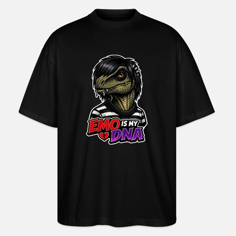 Emo Dinosaur, Sad Dino, Emotional - Stanley/Stella Oversized Unisex Organic T-shirt Blaster 2.0 - black