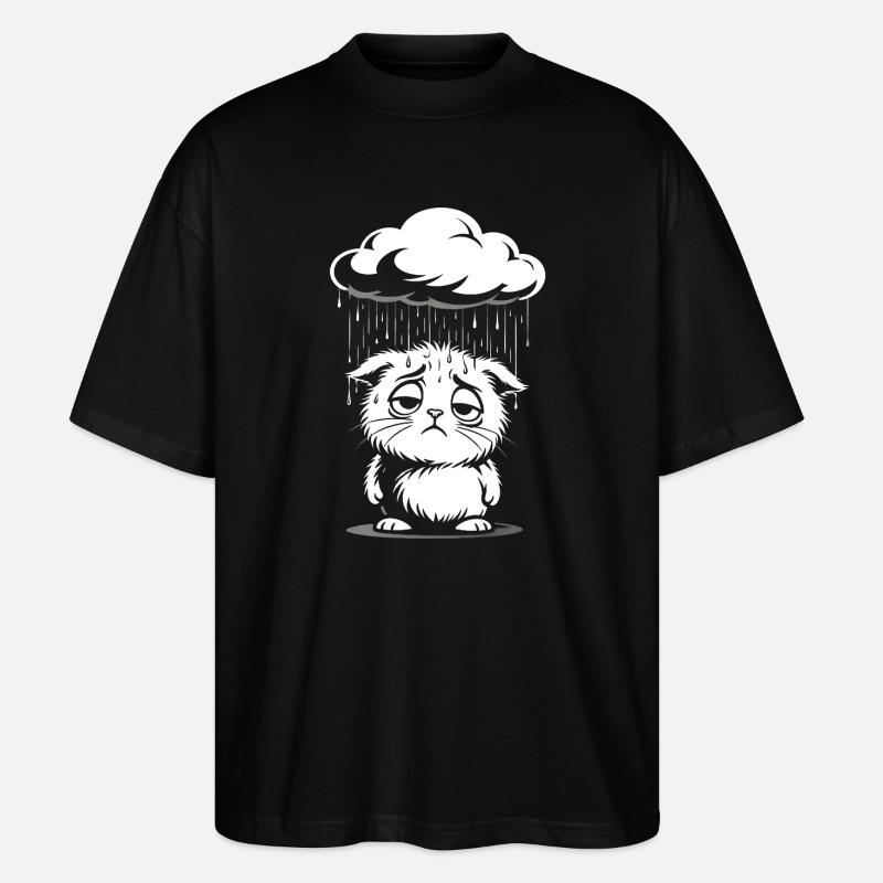 Chat Triste - Chaton Rétro Comic - T-shirt bio Blaster 2.0 coupe oversize Stanley/Stella Unisexe - noir