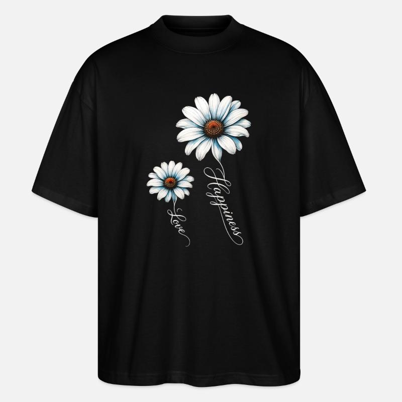 Blaue Gänseblümchen, Glück und Liebe - Stanley/Stella Oversized Unisex Bio T-Shirt Blaster 2.0 - Schwarz