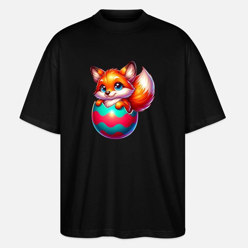Schlüpfender Rotfuchs aus Osterei - Stanley/Stella Oversized Unisex Bio T-Shirt Blaster 2.0 - Schwarz