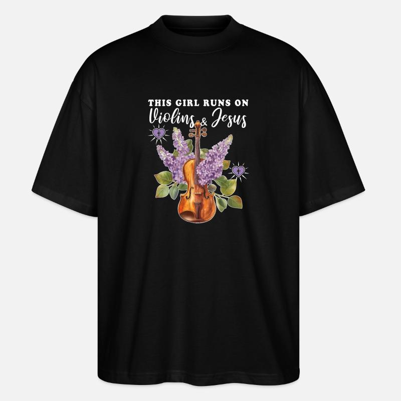 Violine Geige - Stanley/Stella Oversized Unisex Bio T-Shirt Blaster 2.0 - Schwarz