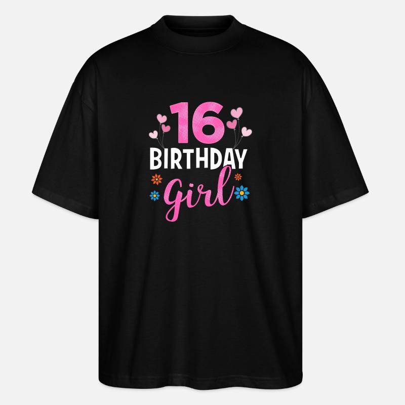 Fille d'anniversaire - 16 ans - T-shirt bio Blaster 2.0 coupe oversize Stanley/Stella Unisexe - noir