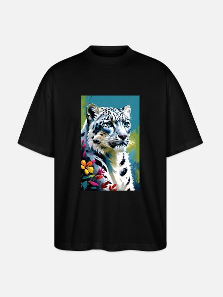 Schneeleopard | Leopard | Raubtier - Stanley/Stella Oversized Unisex Bio T-Shirt Blaster 2.0 - Schwarz