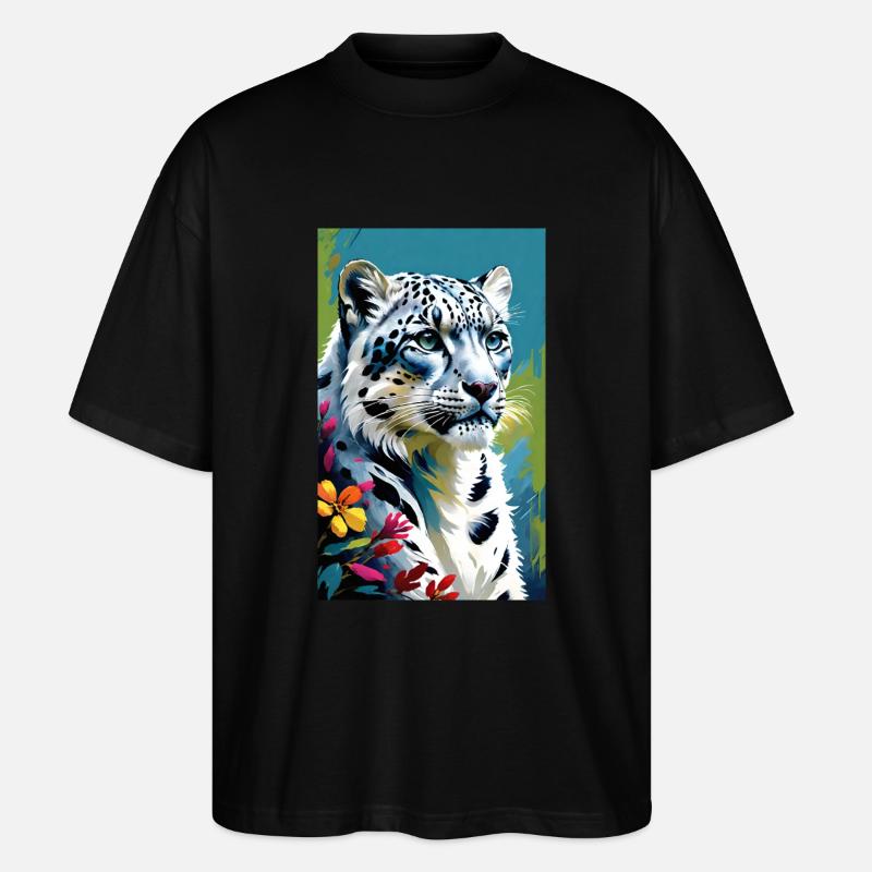 Snow Leopard | Leopard | Predator - Stanley/Stella Oversized Unisex Organic T-shirt Blaster 2.0 - black