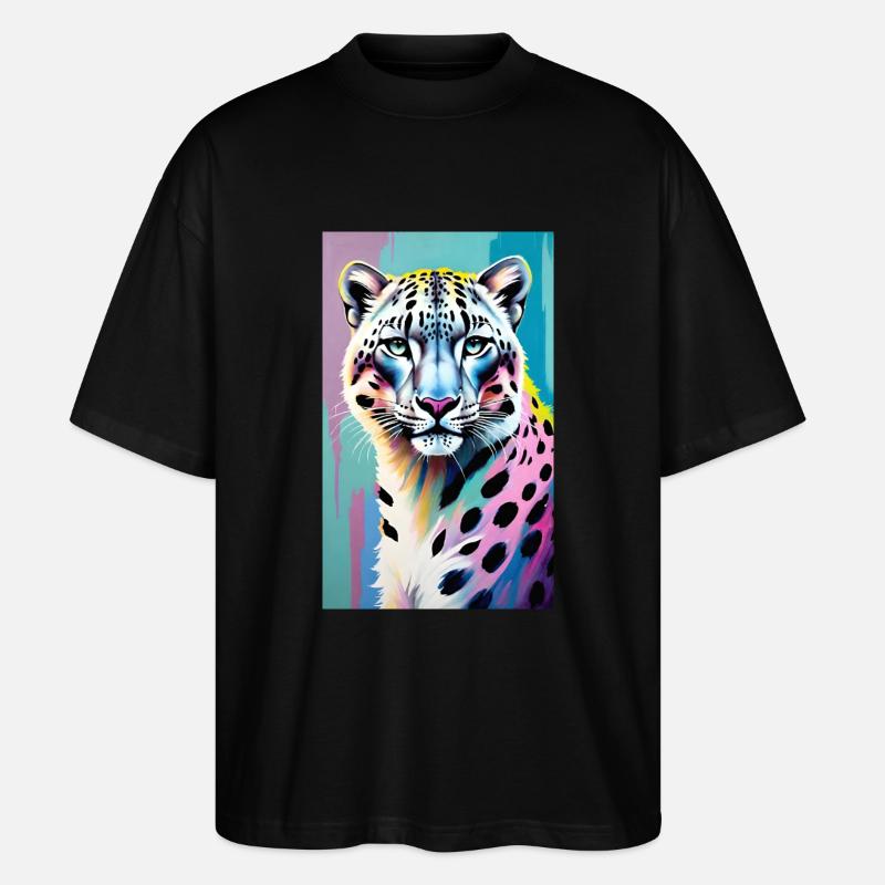 Schneeleopard | Leopard | Raubtier - Stanley/Stella Oversized Unisex Bio T-Shirt Blaster 2.0 - Schwarz