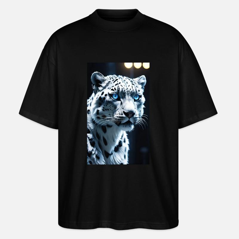 Schneeleopard | Leopard | Raubtier - Stanley/Stella Oversized Unisex Bio T-Shirt Blaster 2.0 - Schwarz