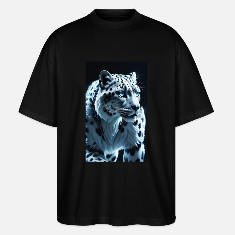 Schneeleopard | Leopard | Raubtier - Stanley/Stella Oversized Unisex Bio T-Shirt Blaster 2.0 - Schwarz