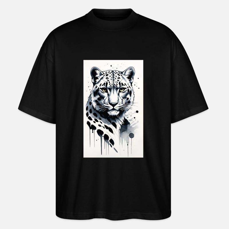 Schneeleopard | Leopard | Raubtier - Stanley/Stella Oversized Unisex Bio T-Shirt Blaster 2.0 - Schwarz