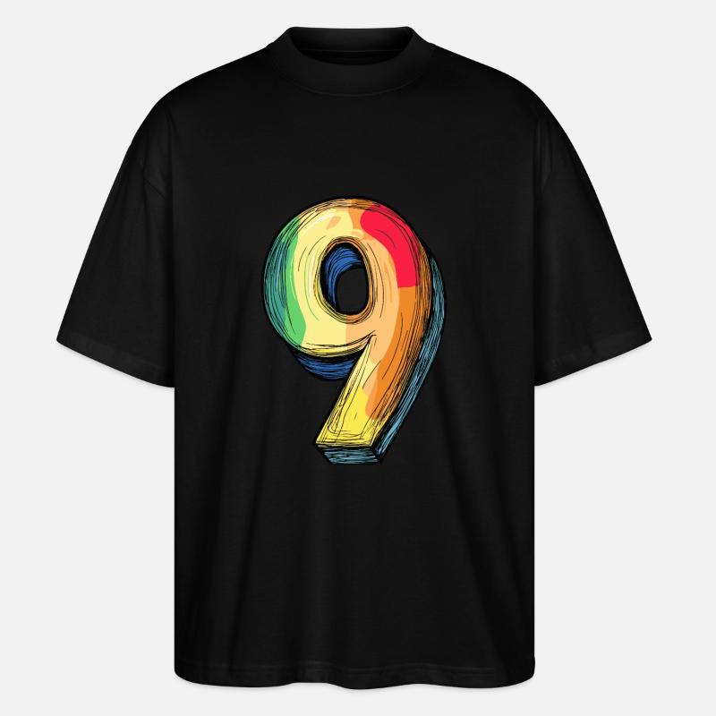 9 Zahl Comic - Stanley/Stella Oversized Unisex Bio T-Shirt Blaster 2.0 - Schwarz