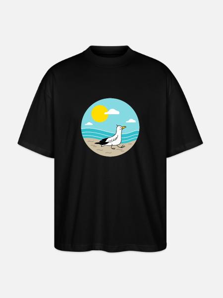 Möwe am Meer - Stanley/Stella Oversized Unisex Bio T-Shirt Blaster 2.0 - Schwarz
