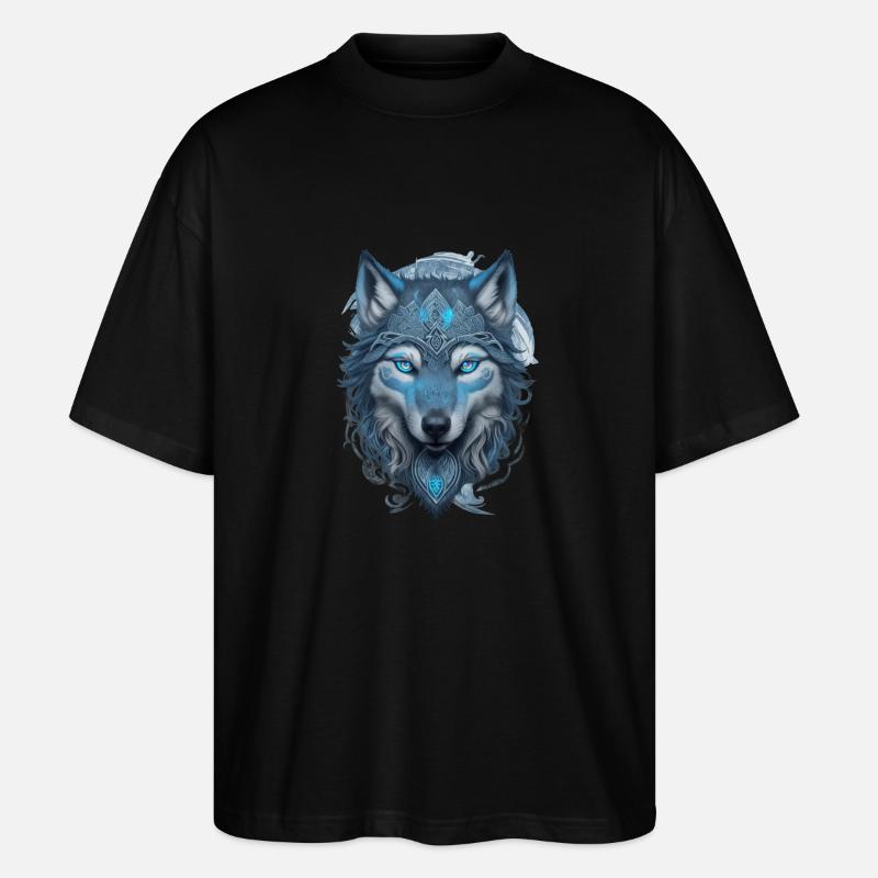 Wolf mit keltischen Mustern - Stanley/Stella Oversized Unisex Bio T-Shirt Blaster 2.0 - Schwarz