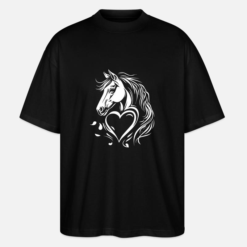 Pferd Herz - Stanley/Stella Oversized Unisex Bio T-Shirt Blaster 2.0 - Schwarz
