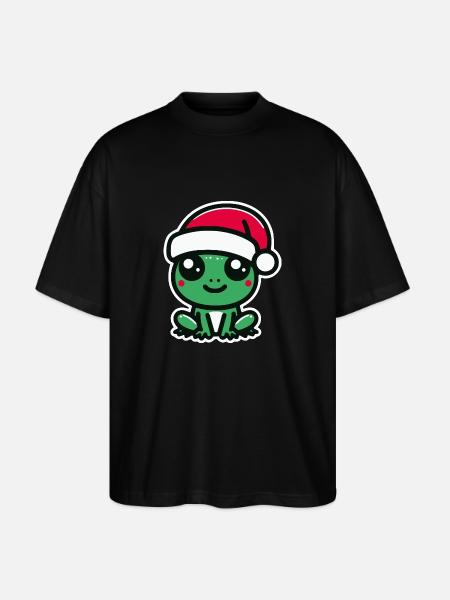 Christmas Frog - Stanley/Stella Oversized Unisex Organic T-shirt Blaster 2.0 - black