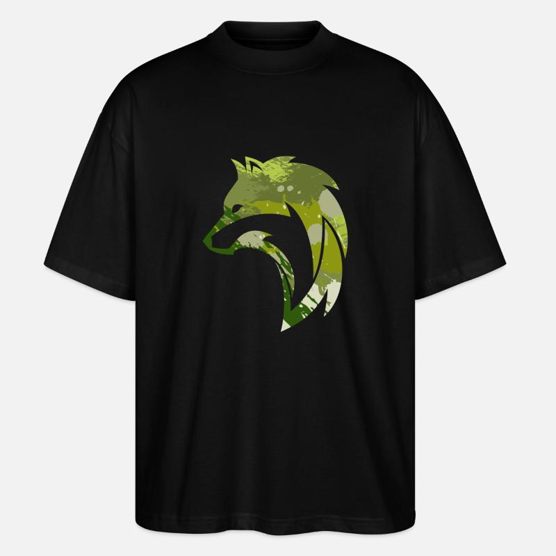 Wilder Wolf Tarnmuster - Stanley/Stella Oversized Unisex Bio T-Shirt Blaster 2.0 - Schwarz