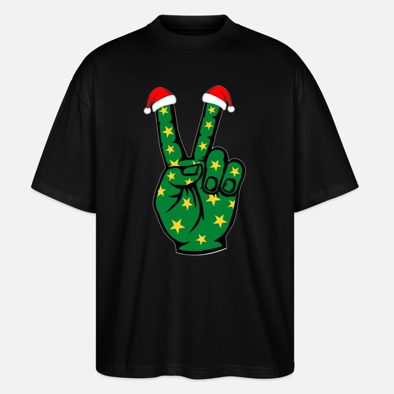 Weihnachten Peace Symbol - Stanley/Stella Oversized Unisex Bio T-Shirt Blaster 2.0 - Schwarz