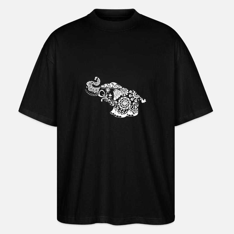 Elephant Blumenranken idée cadeau noir - T-shirt bio Blaster 2.0 coupe oversize Stanley/Stella Unisexe - noir