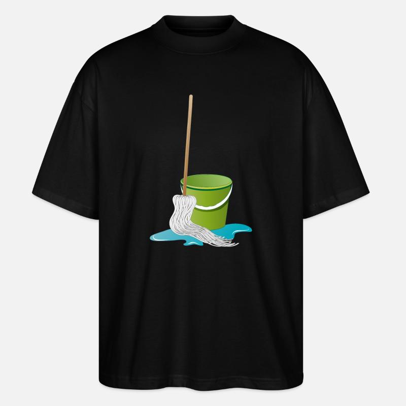 Wischmopp mit Putzeimer Zeit zu Putzen - Stanley/Stella Oversized Unisex Bio T-Shirt Blaster 2.0 - Schwarz