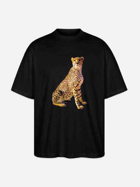 Cheetah Portrait Golden Spots - Stanley/Stella Oversized Unisex Organic T-shirt Blaster 2.0 - black