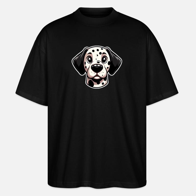 Comic Dalmatian Head Dog - Stanley/Stella Oversized Unisex Organic T-shirt Blaster 2.0 - black